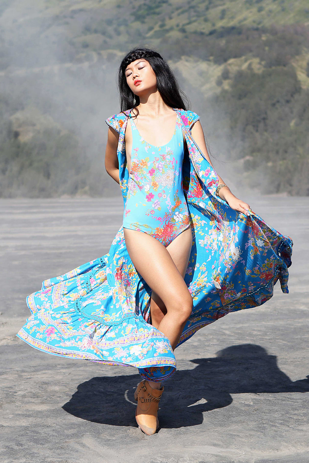 Dahlia One Piece - Blue Jewel - Tulle and Batiste