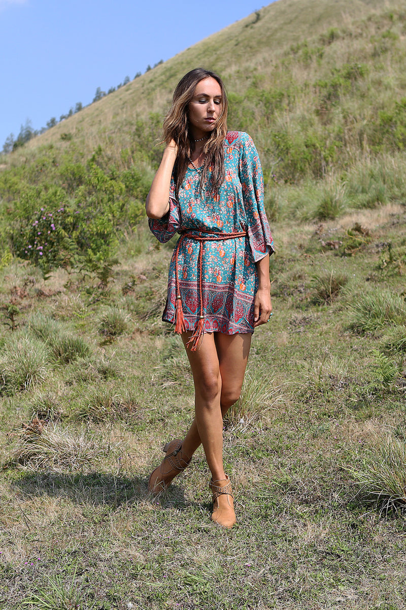 Jamawar Rose Backless Mini Dress - Florence Green