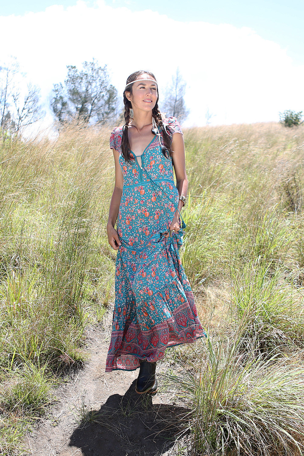 Lily Boho Capsleeve Maxi Dress - Tulle and Batiste