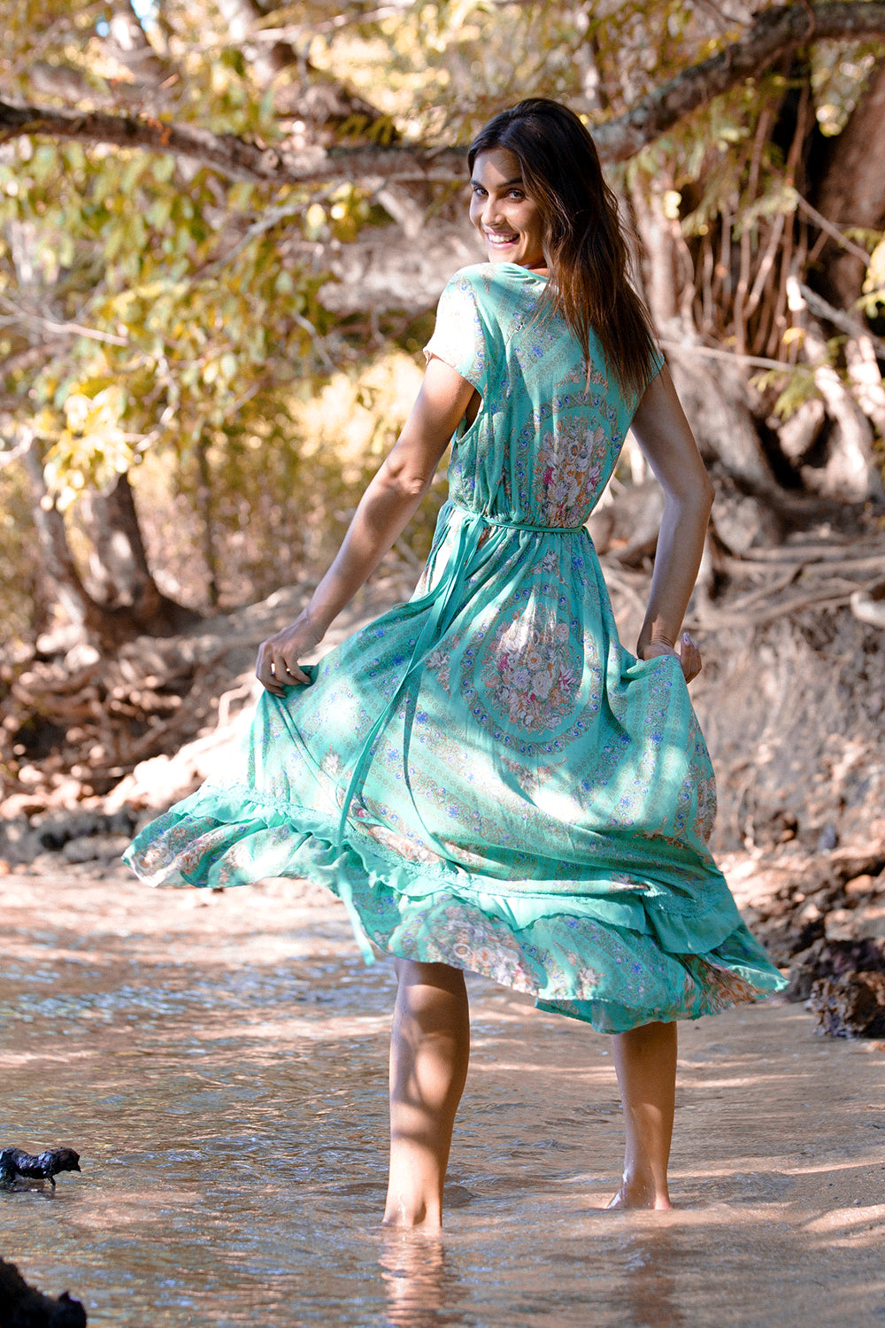 Vera Wrap Dress - Turquoise - Tulle and Batiste