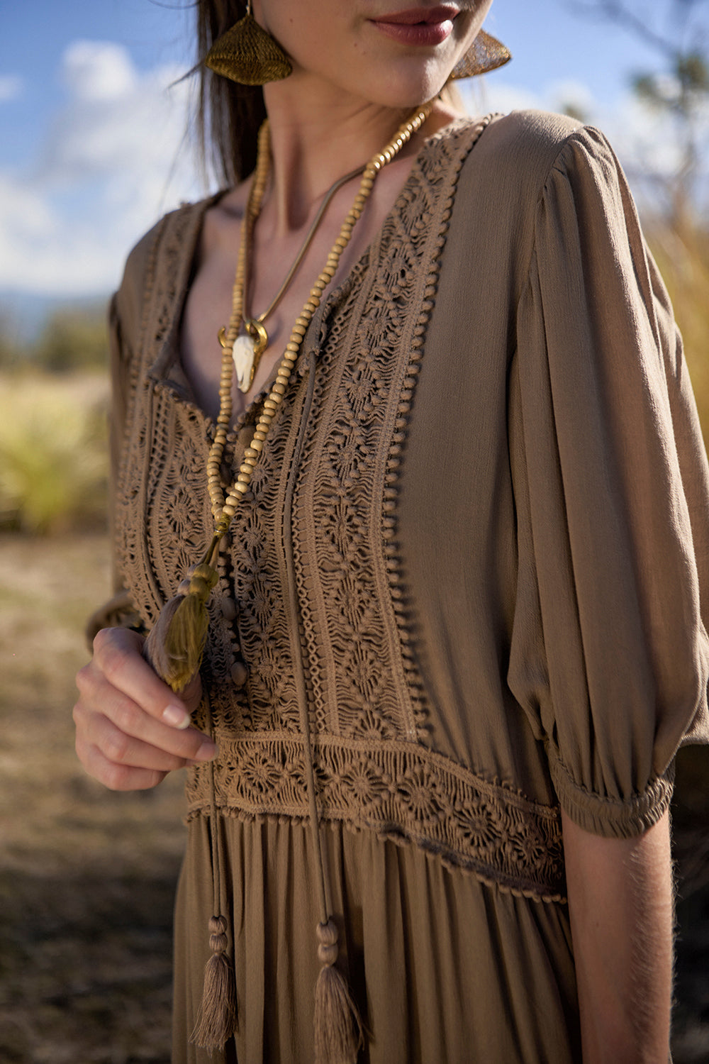 Vivianne Boho Dress - Desert Sand - The Fields of Gold by Tulle and Batiste