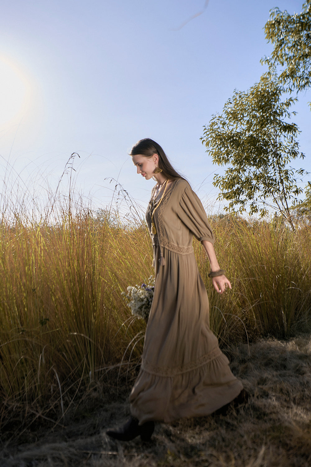 Vivianne Boho Dress - Desert Sand - The Fields of Gold by Tulle and Batiste