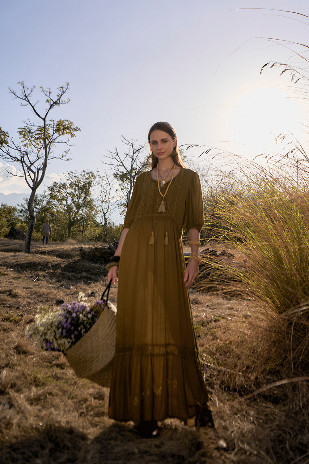 Vivianne Boho Dress - Moss - The Fields of Gold by Tulle and Batiste