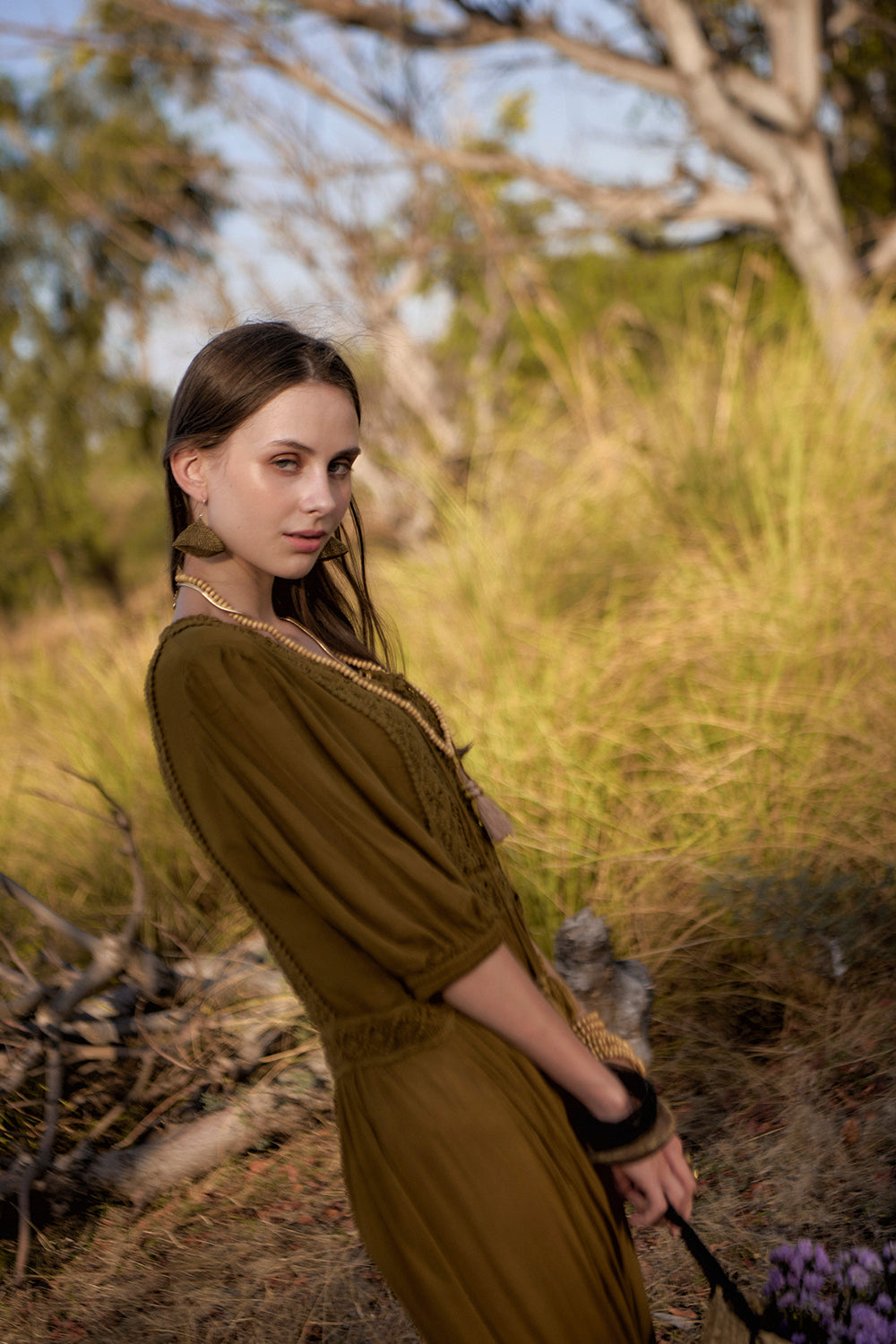 Vivianne Boho Dress - Moss - The Fields of Gold by Tulle and Batiste