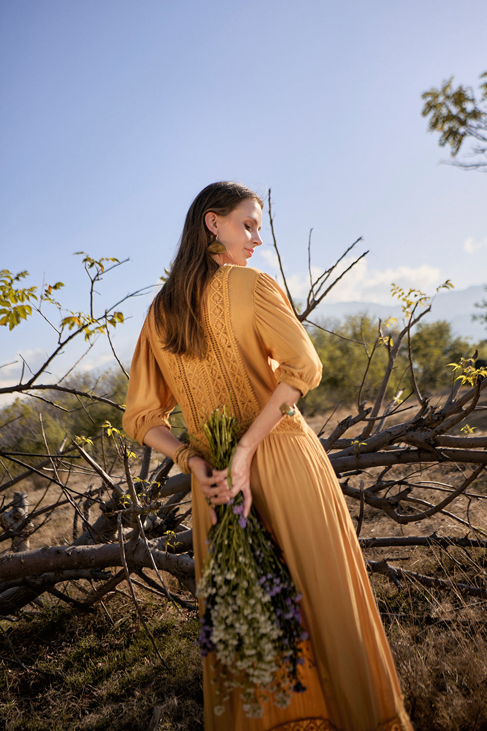 Vivianne Boho Dress - Saffron Gold - The Fields of Gold by Tulle and Batiste